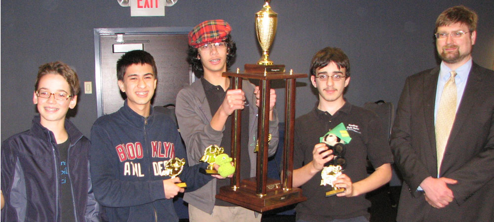 Kealing with their first-place trophy from the 2012 Middle School National Championship Tournament