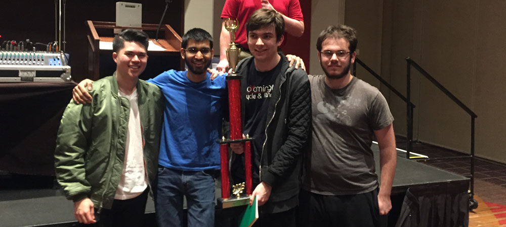 Chicago B with their First-Place Division II trophy from the 2016 Intercollegiate Championship Tournament