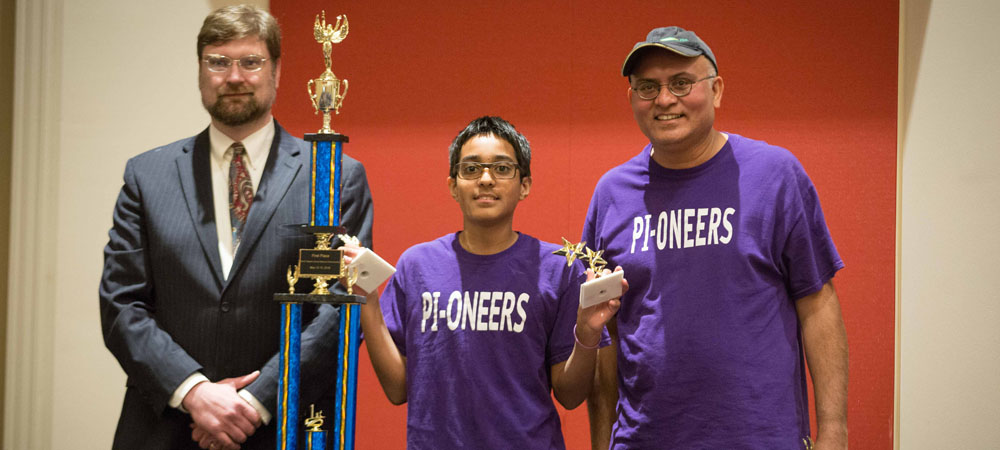 Pi-oneers with their first-place trophy from the 2018 Middle School National Championship Tournament