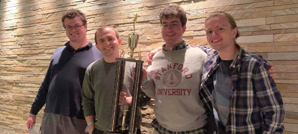Stanford A with their First-Place Division I trophy from the 2022 Intercollegiate Championship Tournament